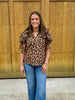 Cheetah Top with Tie Sleeves