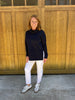 Navy Cowl Neck Tunic With Side Slits