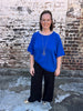 Royal Blue Cuff Sleeve Top