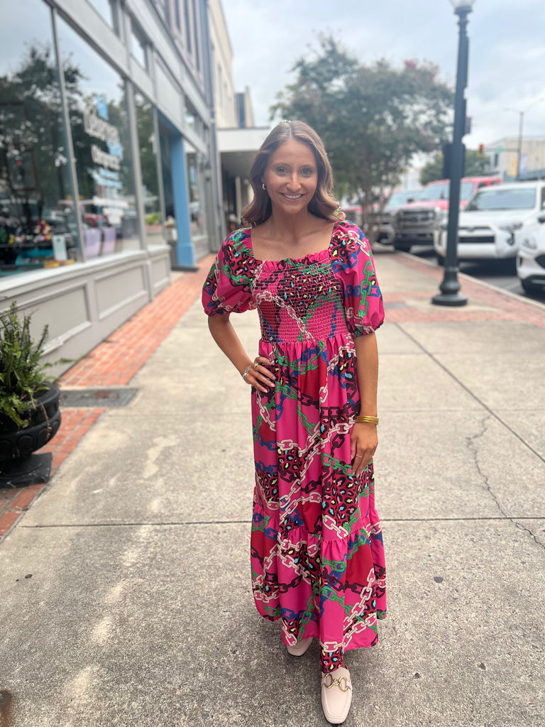 Chain print dress next online