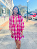 Pink Gingham Button Down Dress