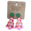 Pink Christmas Tree Earrings