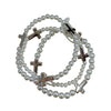 Silver and Pearl Cross Bracelet Set