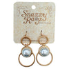 Gold Circle Tiered Earrings with Pearl