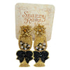 Gold & Black Wine Glass Statement Earrings