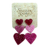 Pink Tiered Heart Earrings
