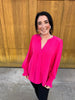 Pink V-neck Blouse top