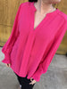 Pink V-neck Blouse top