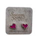 Pink and Gold Heart Stud Earrings