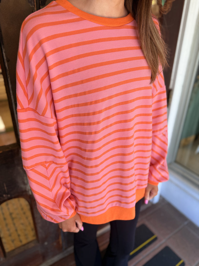 Pink and Orange Stripe Top