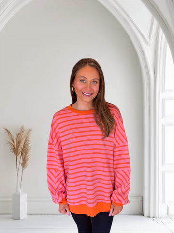 Pink Cowl Neck Long Sleeve Top