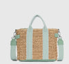 Saying Hello 2 Tone Striped Straw Mini Tote Crossbody Bag