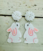 White Acrylic Bunny Earring