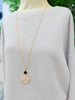 Gold Necklace with Beaded Quatrefoil Pendant