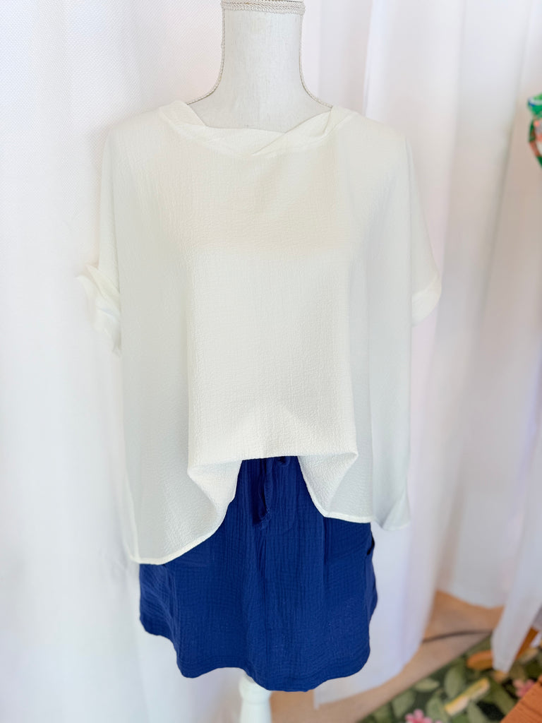 White Round Neck Airflow Top