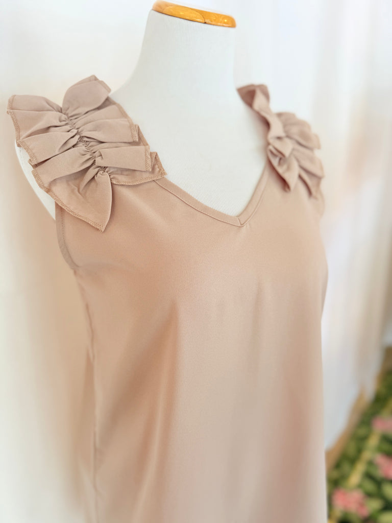 Ruffle Sleeve V Neck Top
