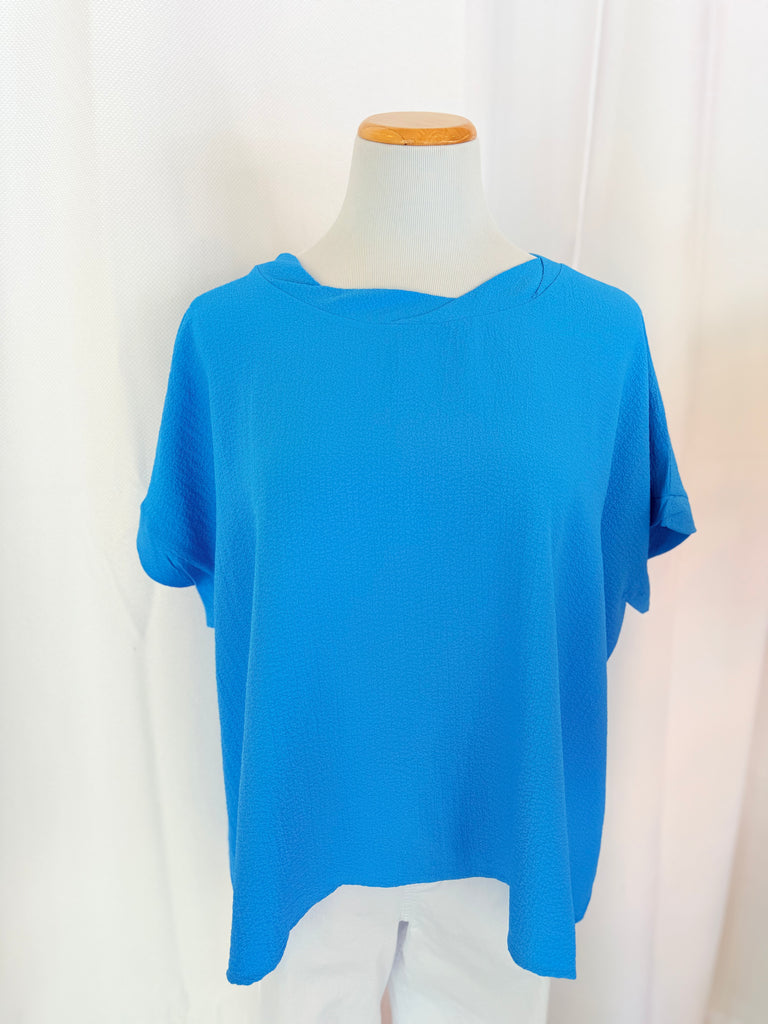 Electric Blue Round Neck Airflow Top
