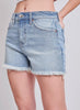 High Rise Fray Hem Denim Short