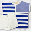 Blue & White Multi Striped Boyfriend Top