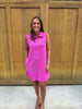 Fuchsia Collared Dress with Orange Stitching