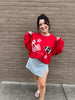 Red Game Day Patchwork Sweatshirt