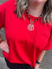 Red & Black Beaded Bulldog Necklace