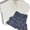 Navy Floral Ruffle Skirt