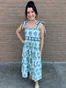 Flower Tiered Maxi Dress With Tie Sleeves