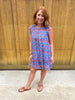 Blue and Orange Floral Shimmer Dress