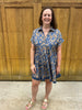 Blue Animal Print Tiered Dress