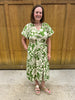 Green Floral Midi with Tie Waist