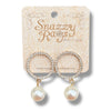 Circle Rhinestone Earrings with Drop Pearl