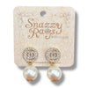 Gold Rhinestone Inspired Earrings with Drop Pearl