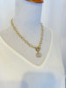 Gold Linked Necklace with Rhinestone Inspired Pendant