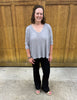 Grey Waffle Knit 3/4 Sleeve Top