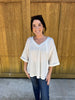 White V Neck Waffle Knit Top