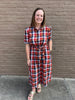 Plaid Collared Midi Dress