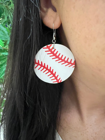 Baseball beaded stud earring
