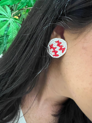 Red beaded earring