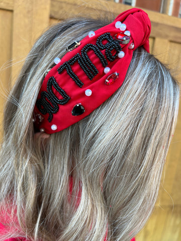 Black + Red plaid headband