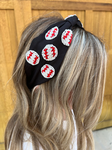 Black + Red plaid headband