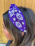 Purple + White football headband