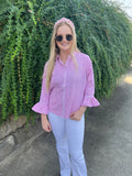 Pink Gingham Button Blouse
